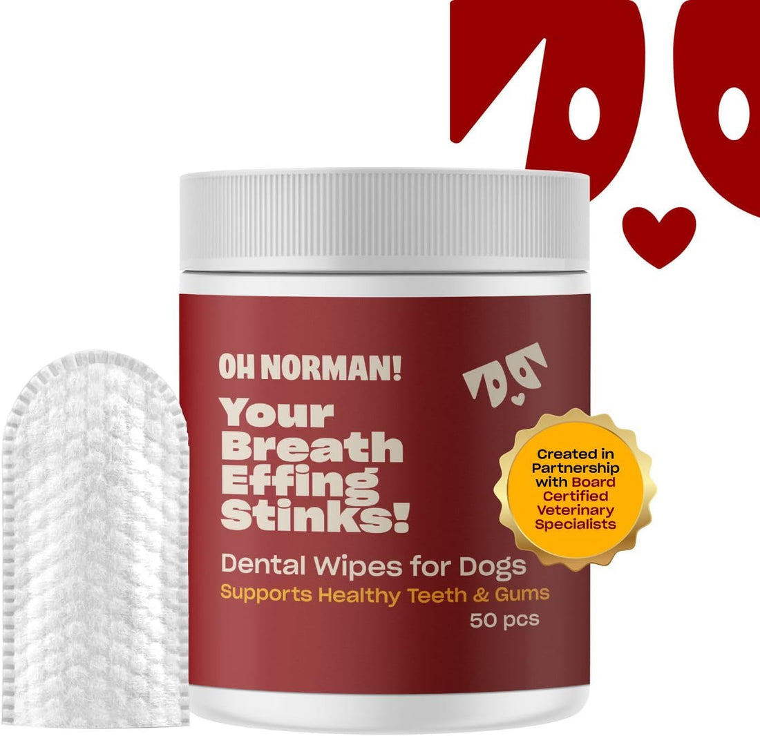 OH NORMAN! Dog Dental Wipes - Vet-Approved Pet Dental Finger Wipes