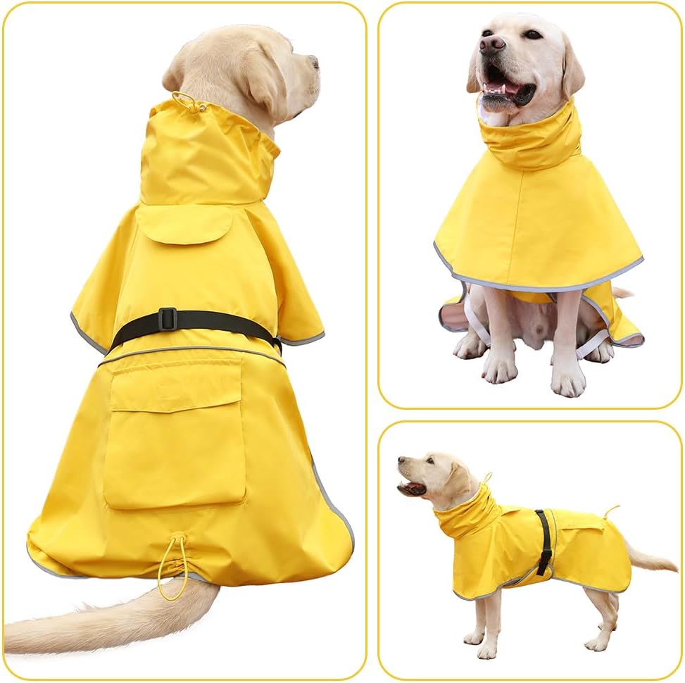 Dog Raincoat Waterproof Rain Jacket for Large Dogs Yellow,5XL