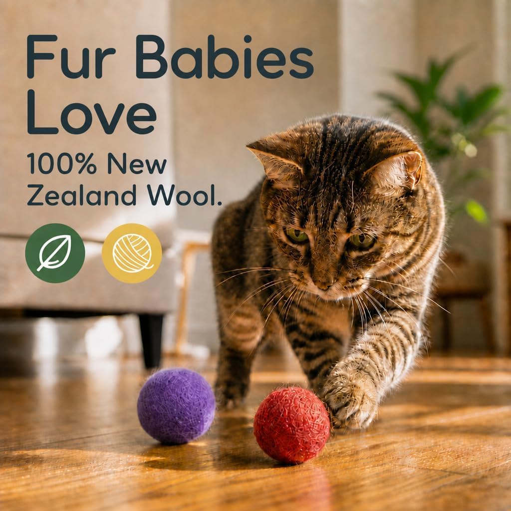 Earthtone Solutions Wool Cat Balls - Safe Silent Felt Ball Toys