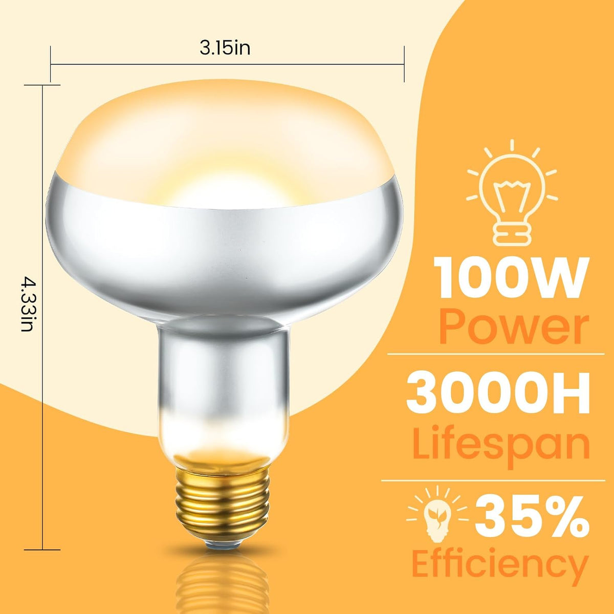 REPTITRIP Dual Reptile Light Fixture with 100W Daytime Heat Bulb & 100W Nighttime Ceramic Heat Emitter, 2 Independent Switches, Reptile Heat Lamp Combo Pack - No UVB