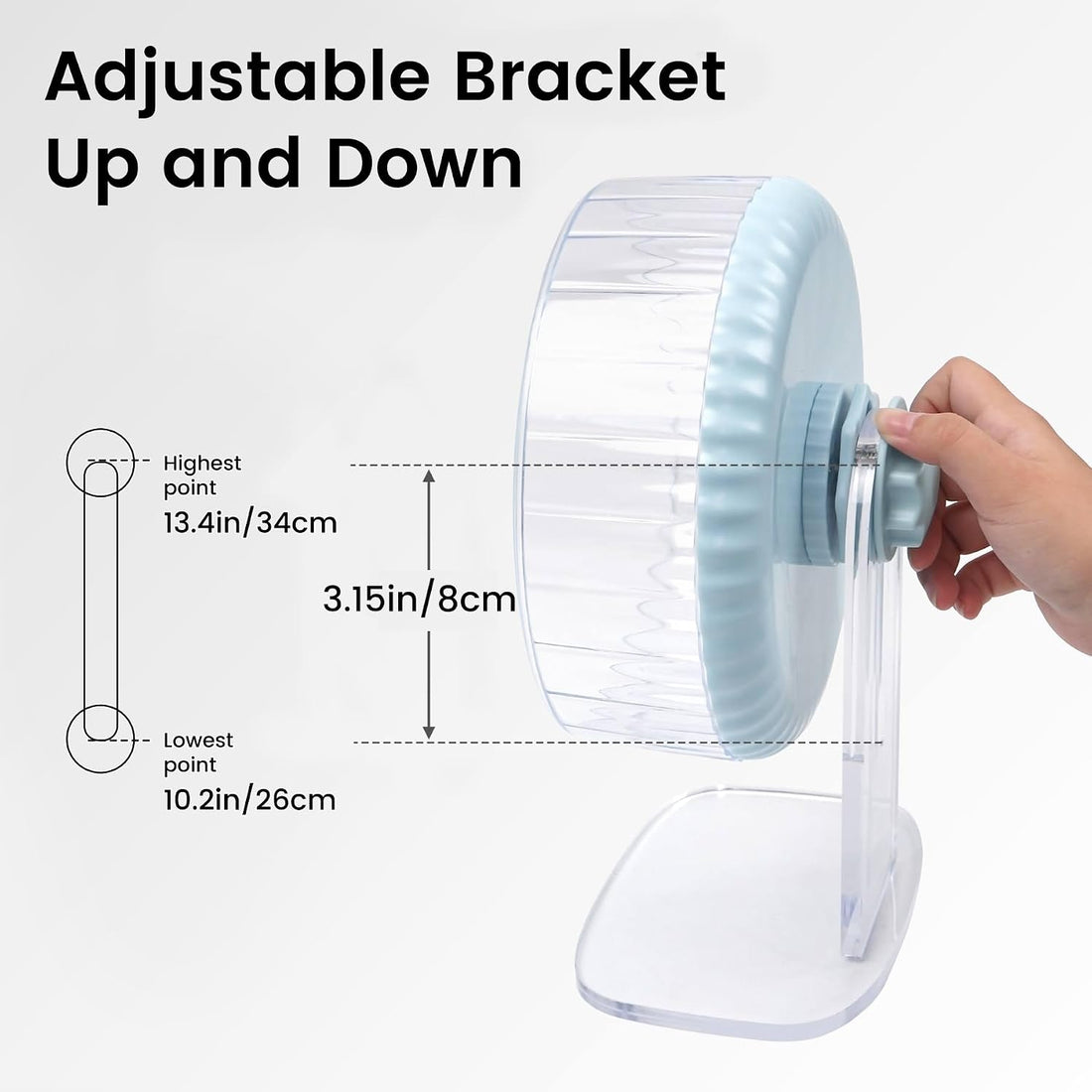 10 inch Silent Hamster Wheel with Adjustable Stand, Large Size, Blue