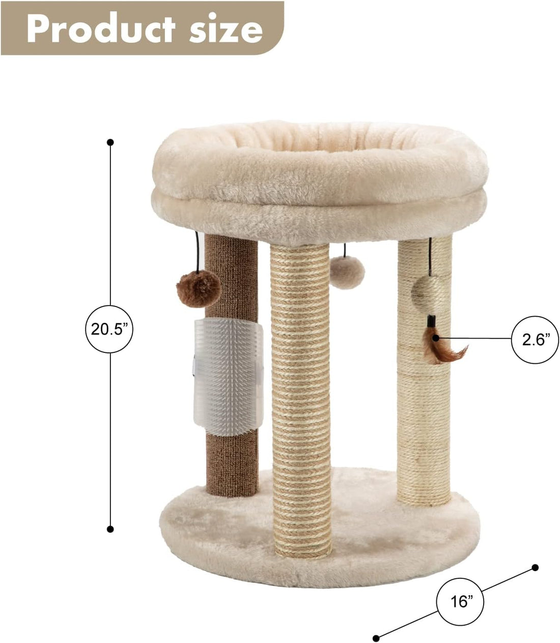 MECOOL 4in1 Small Cat Tree,Scratching Post with Tower Soft Bed