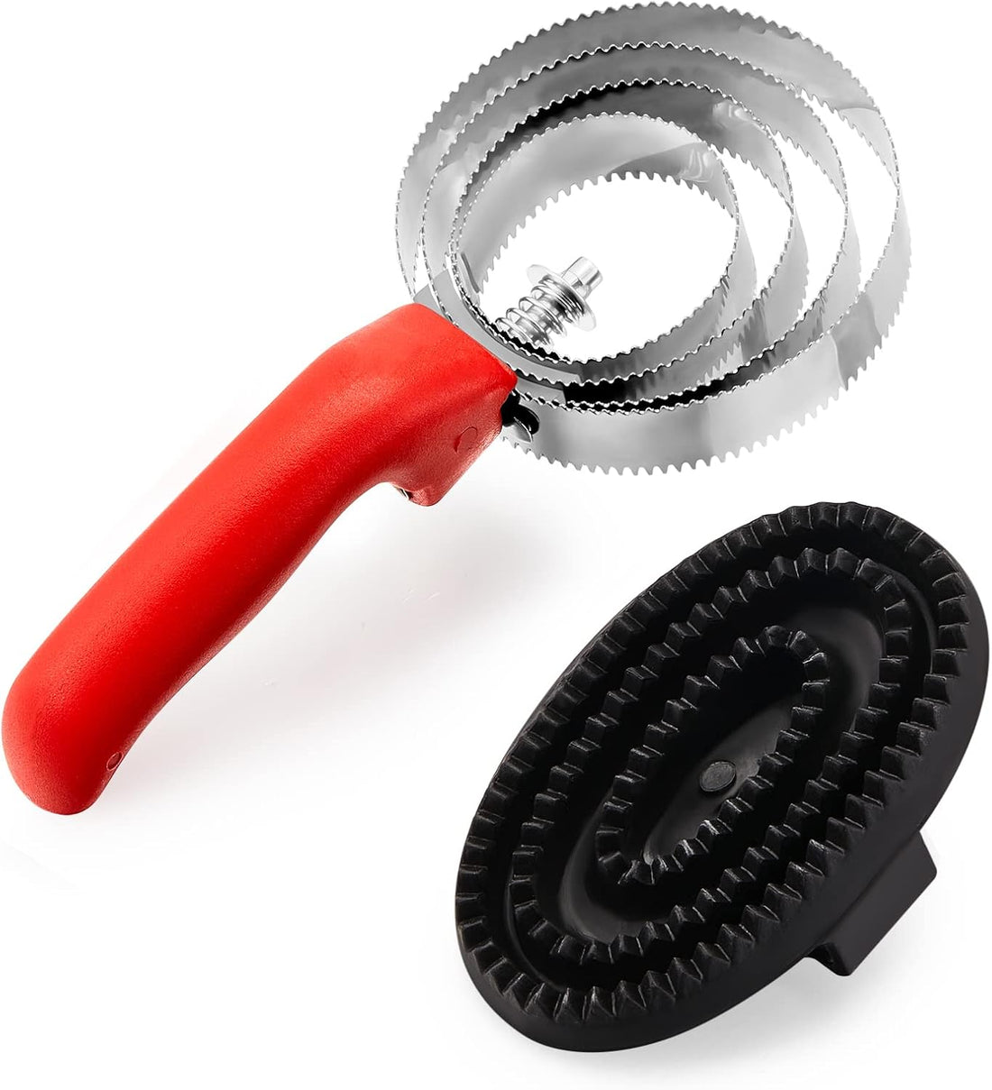 Chengu 2 pcs Reversible Stainless Steel Curry Comb with Rubber Curry