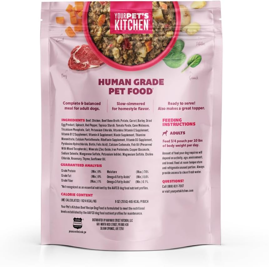 Your Pet's Kitchen Human Grade Slow Simmered Beef, 9 oz (6-Pack)