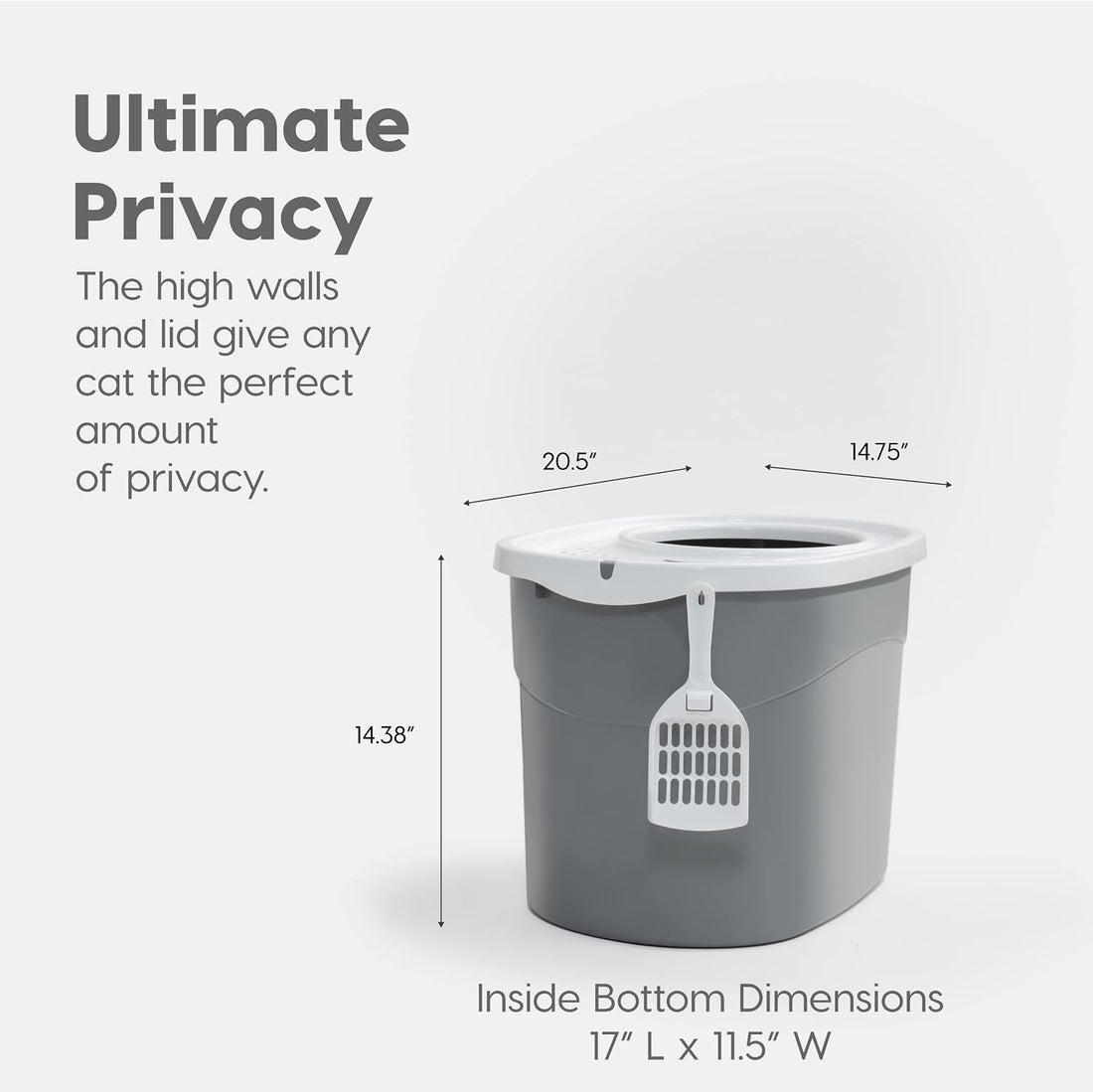 IRIS USA Top Entry Cat Litter Box, Hooded Privacy, Large, Gray/White