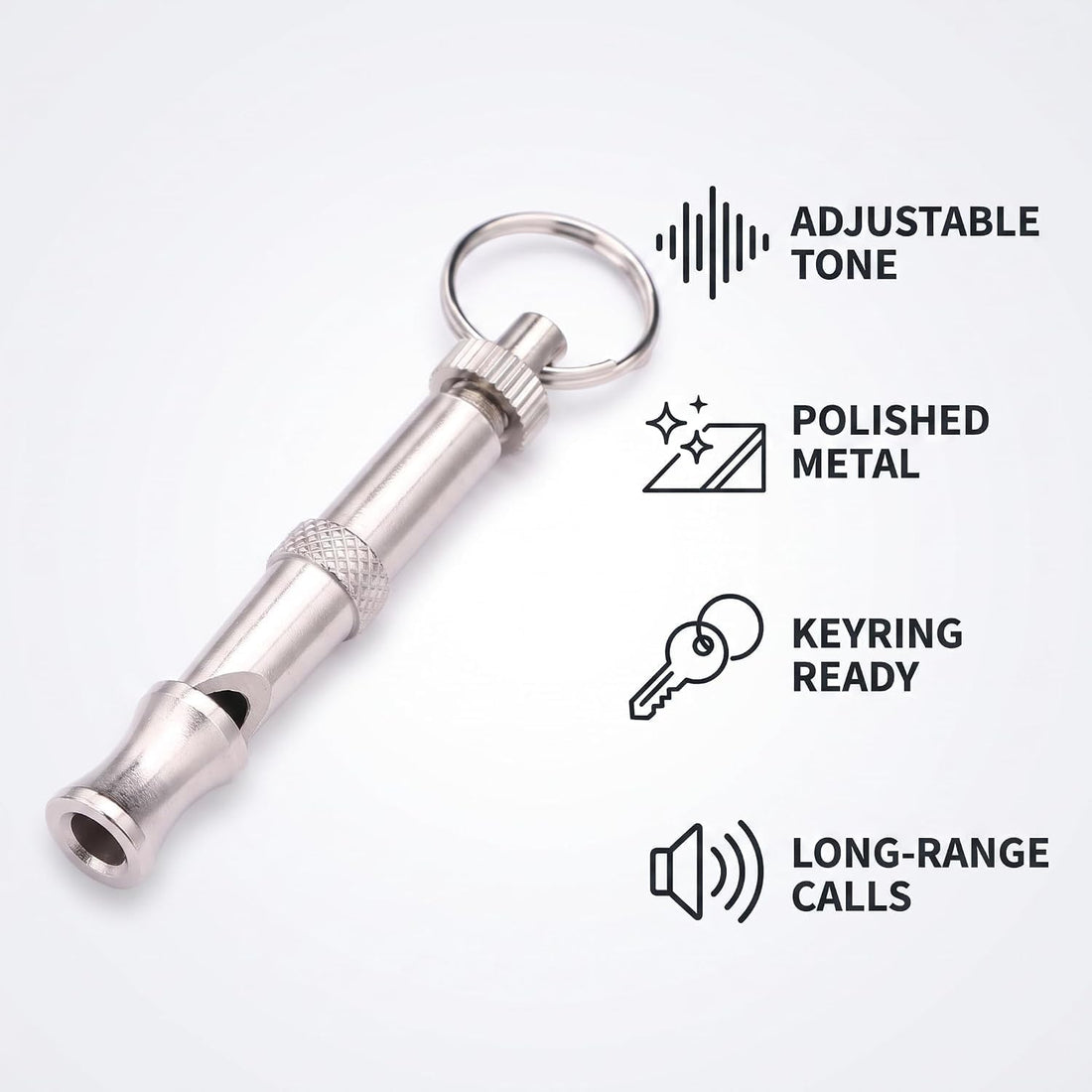 3Pcs Silver Adjustable Ultrasonic Dog Whistle,Portable Whistle Pet