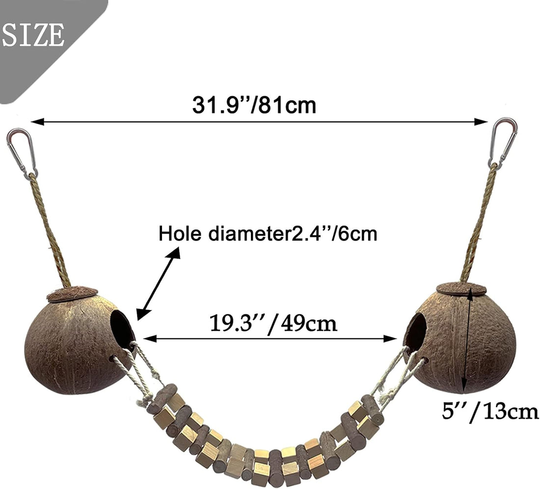 Hamiledyi Coconut Bird Nest Hut with Ladder Hanging Birds Hide House