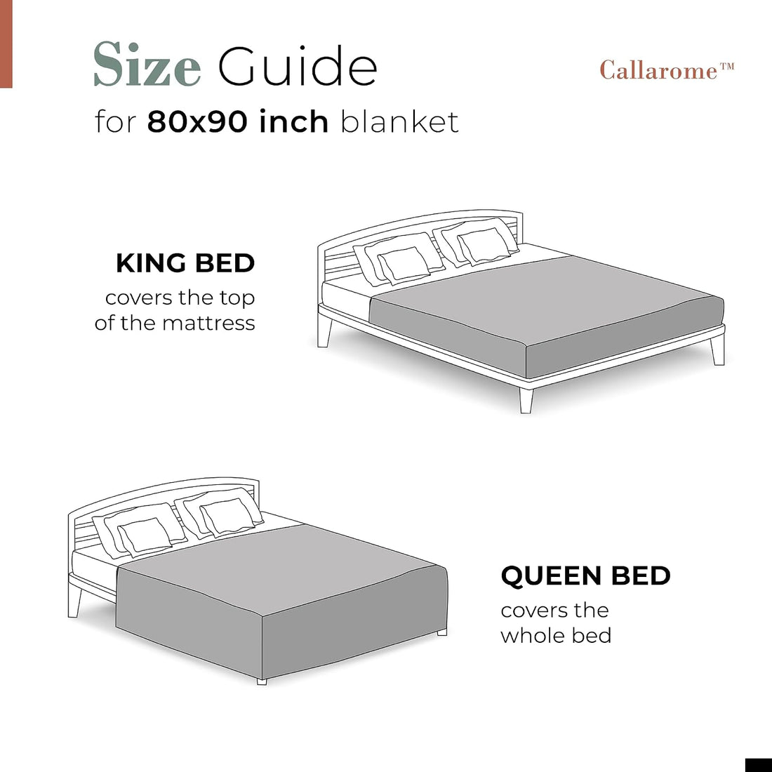 Callarome Waterproof Blanket for Bed & Couch Protection, Grey, 80"x90"