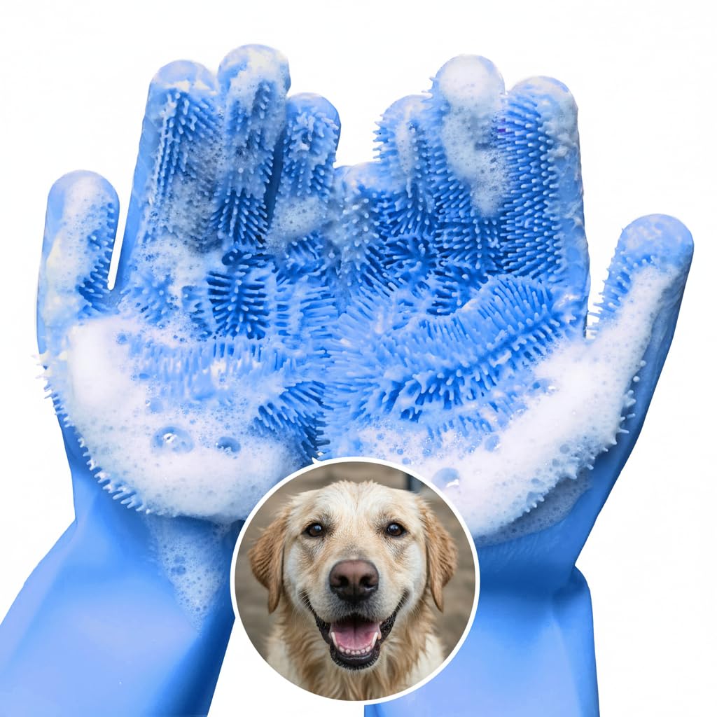Cat and Dog Shampoo Gloves with 3000 Soft Bristles