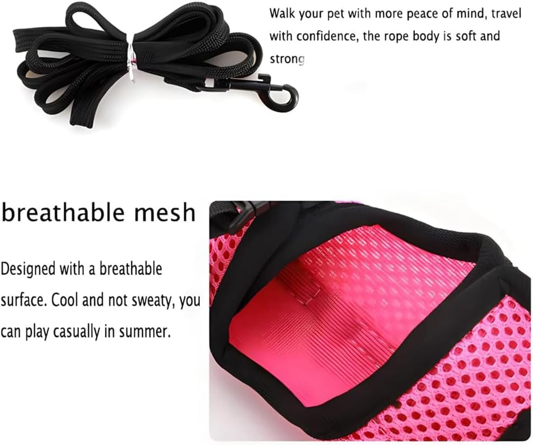 Bunny Leash and Harness Escape Proof Soft Rabbit Harnesses Mesh Vest