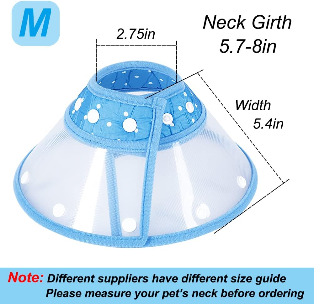 Vivifying Dog Recovery Cone for Small Dogs & Cats, Snap Closure, Blue