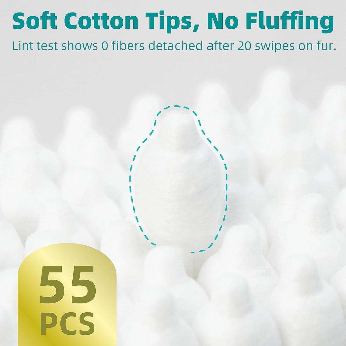 MEDUWEDU Pet Cotton Swabs, 55 Count｜Gourd-Shaped Tips｜Soft Cotton