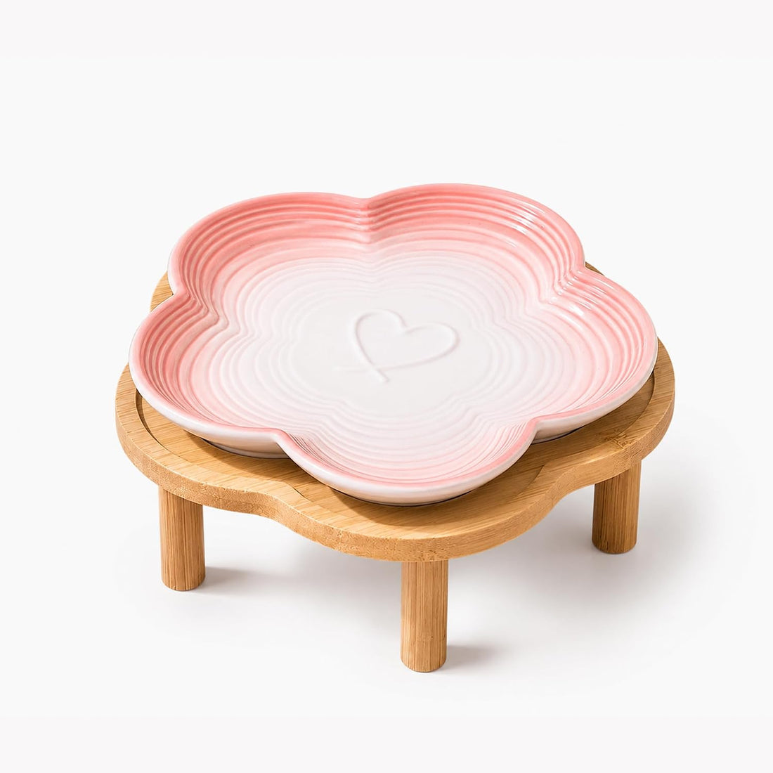 PawsPik Flower Ceramic Feeding Cat Plate with Raised Stand