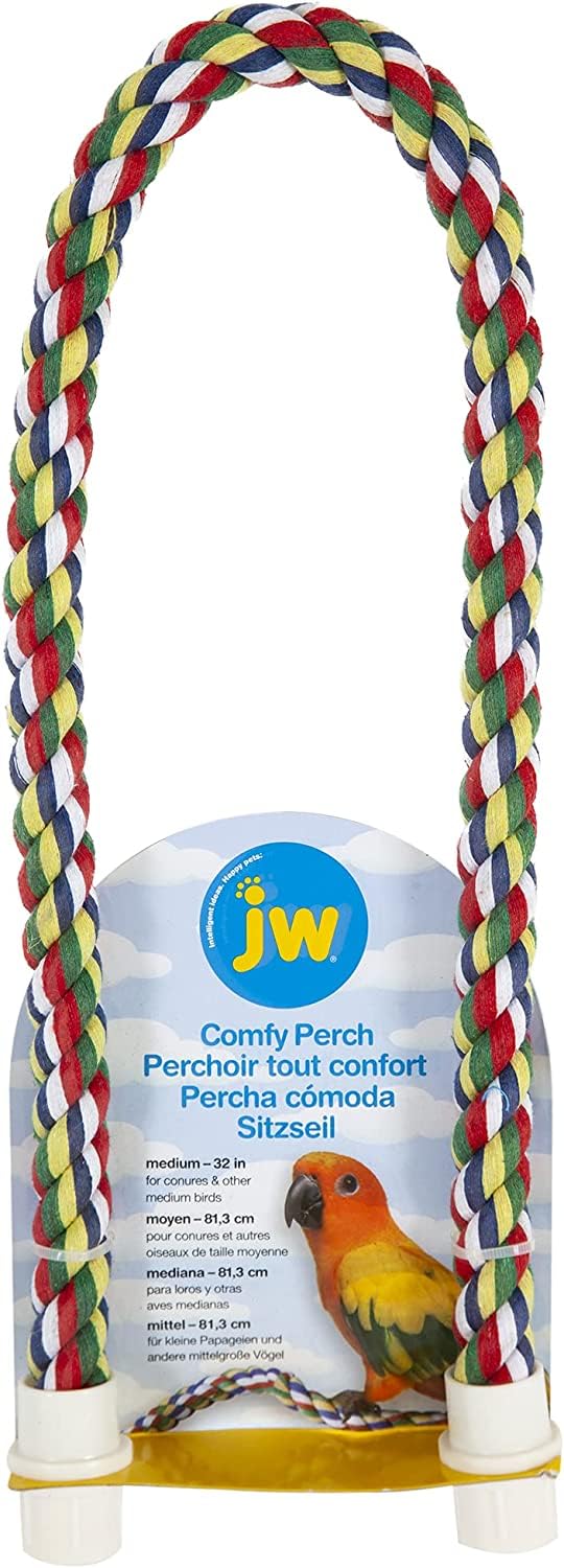 JW Pet Comfy Perch For Birds Flexible Multi-color Rope, Medium