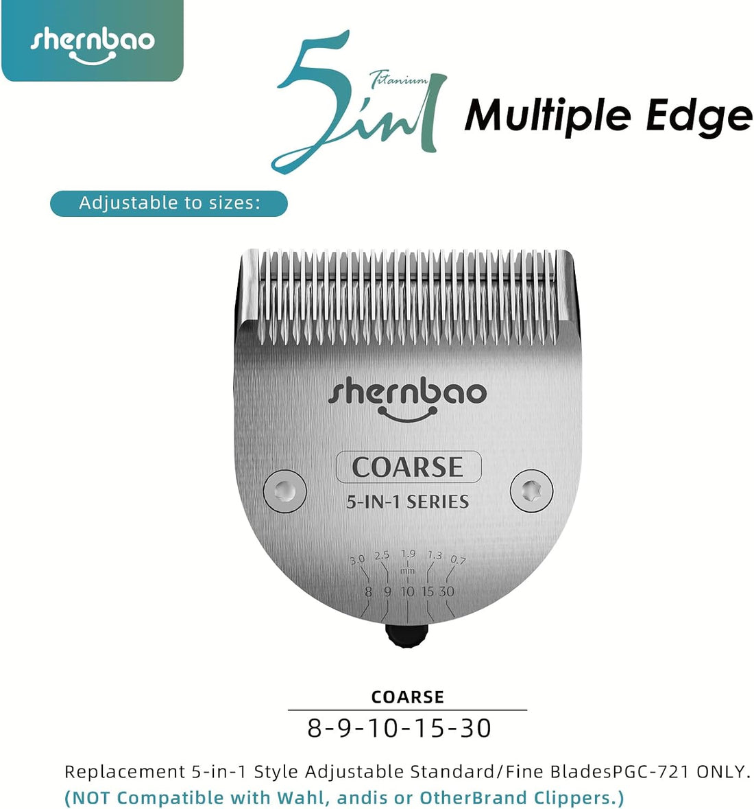 shernbao 5-in-1 Adjustable Pet Clipper Blades PGC-721 Clippers ONLY.