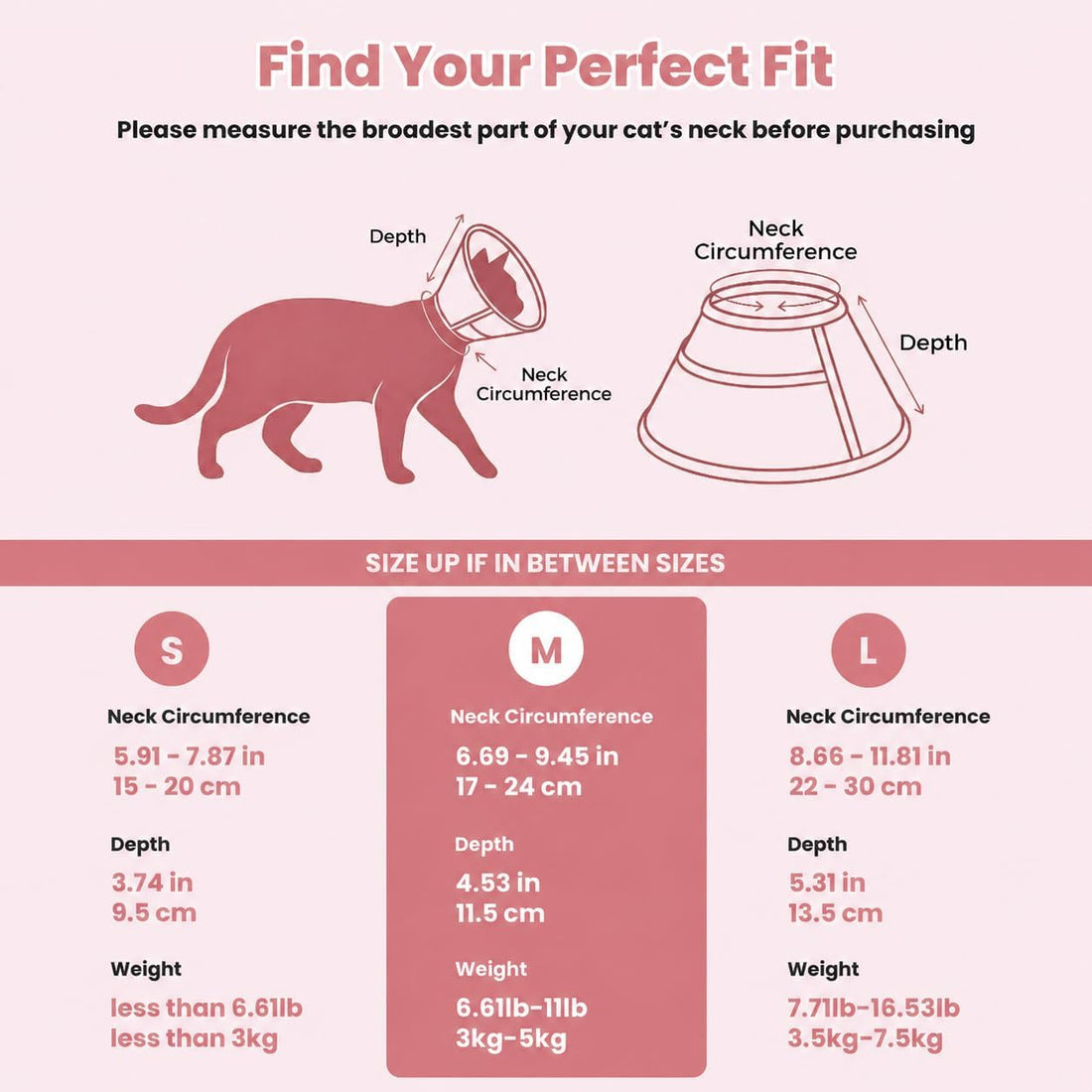 Avont Soft Mesh Cat Cone, Adjustable Anti-Lick E-Collar (Pink S)