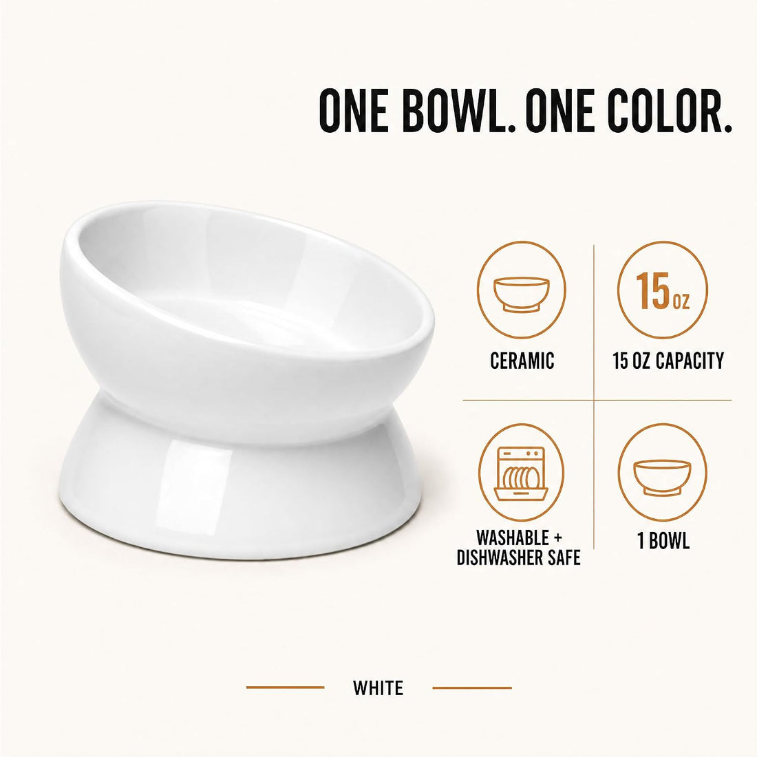 Nucookery Ceramic Raised Cat Food & Water Bowl Tilted Elevated, 5''