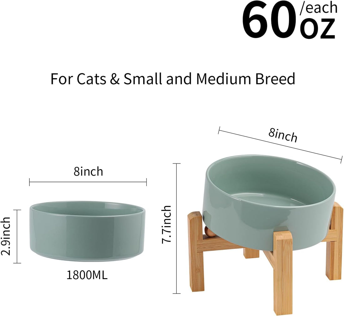 Elevated/Raised 15°Tilted Anti Slip Ceramic Dog Bowl for Medium