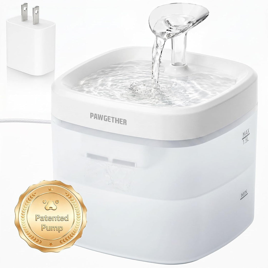 PAWGETHER® Cat Water Fountain with Magnetic Pump 51oz/1.5L Dog Water