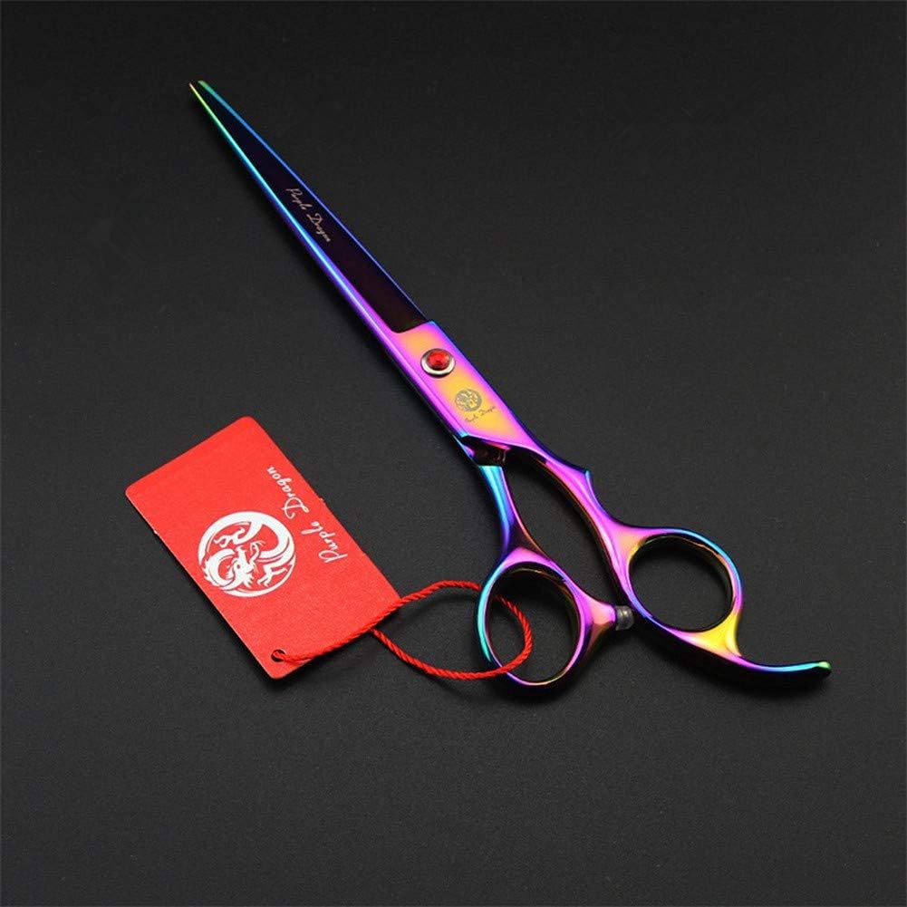 Purple Dragon 7" Dog Grooming Scissors Set with Rhinestone Accent