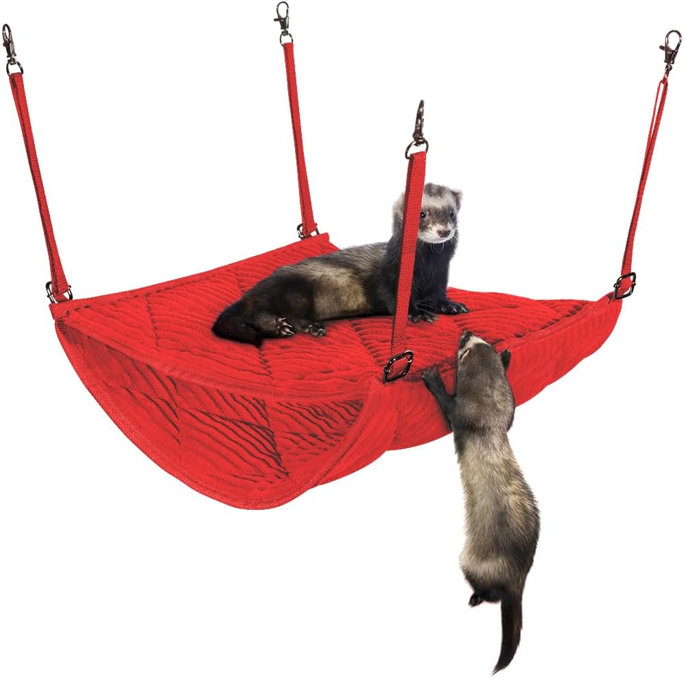 Ferret Hammock for Cage - Plush Double Bunk Bed Hanging Clips