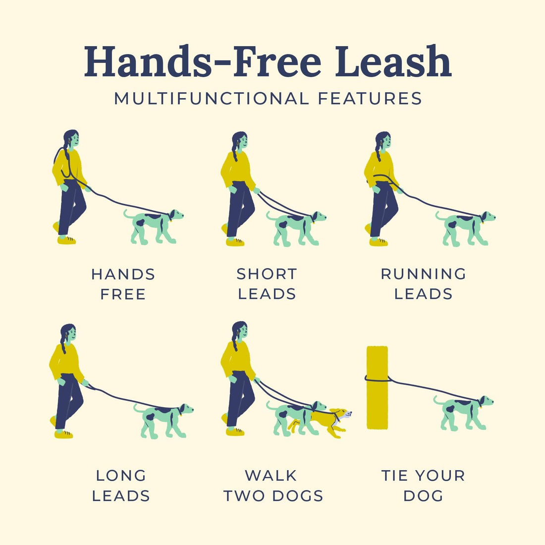 The Lucy & Co. Hands-Free 6-in-1 Rope Leash Bright Red