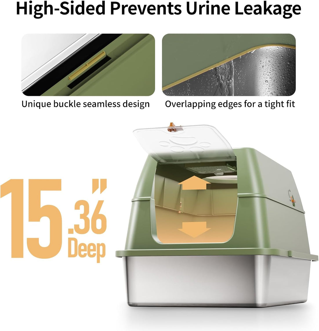 Eosarcu Stainless Steel Cat Litter Box with Lid