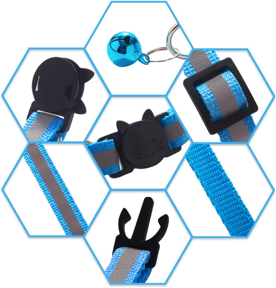 Flymind 18Pcs Reflective Cat ID Collars with Bell Adjustable 19-32cm