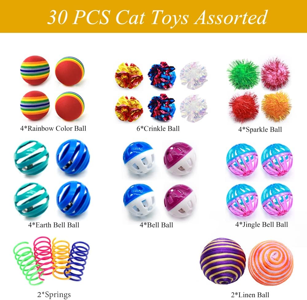 LASOCUHOO Cat Toys Kitten Assortment - Rainbow, Crinkle, Sparkle