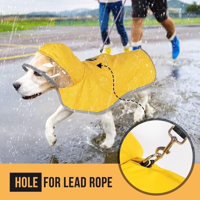SlowTon Dog Raincoat, Waterproof Dog Rain Jacket with Clear Hooded