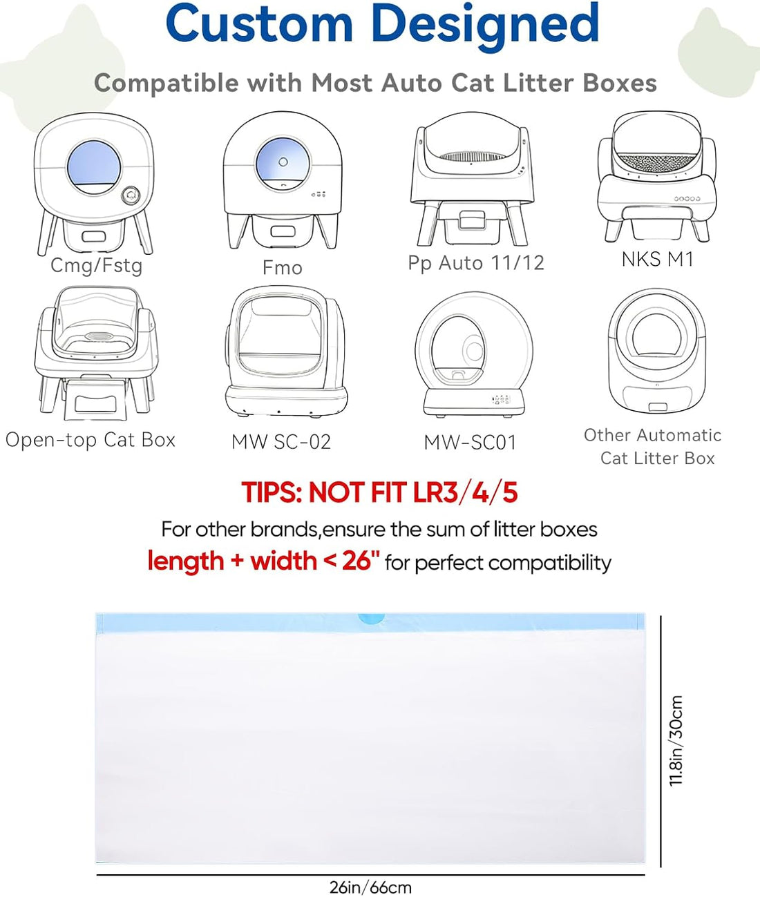 66 Count 26"x11.8" Cat Litter Box Bags Liners for Automatic Cat