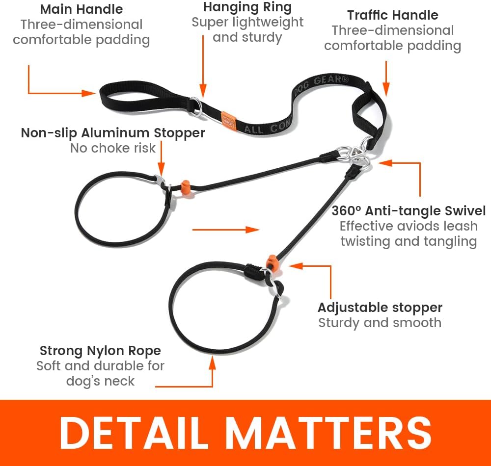 Howgo Double Slip Leash Slip Lead with Two Handles| Dual Dog Slip
