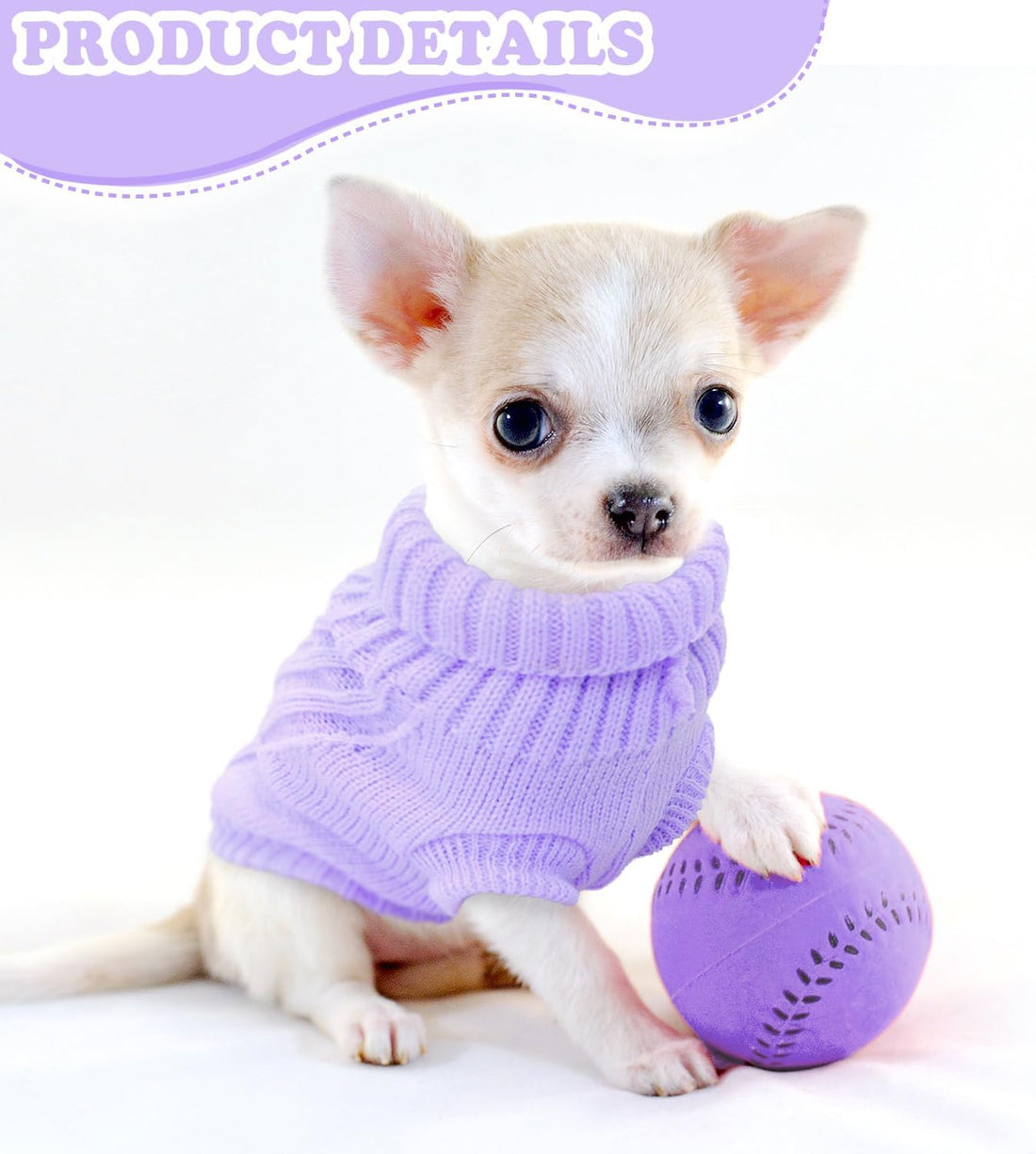 XXS Dog Sweater 2-Pack, Turtleneck Knitwear Dog Sweater for Small