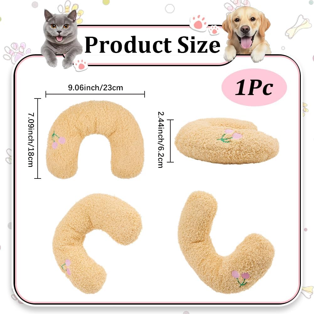 U-Shaped Calming Pillow for Cats and Dogs Yellow Cherry