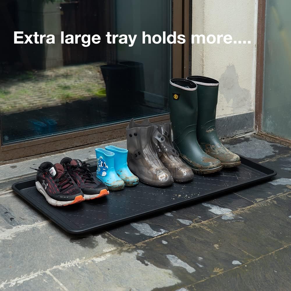 Boot Tray Black, 40x20 in - Waterproof Shoe Mat, Recycled Material