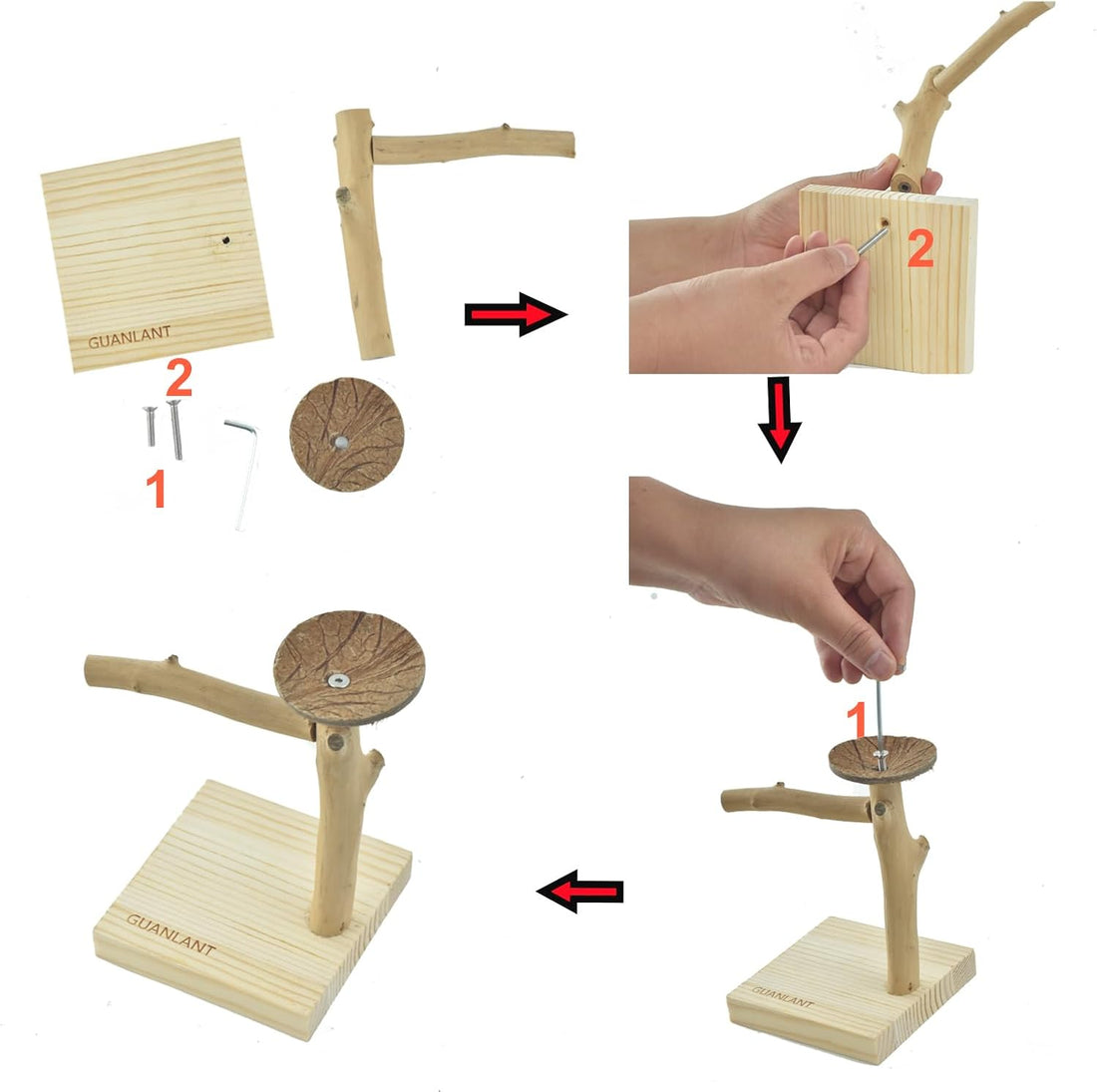 Wood Bird Stands Feeder Toys, Tabletop Portable Training Parrots Perch