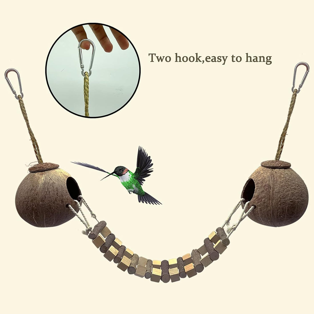 Hamiledyi Coconut Bird Nest Hut with Ladder Hanging Birds Hide House