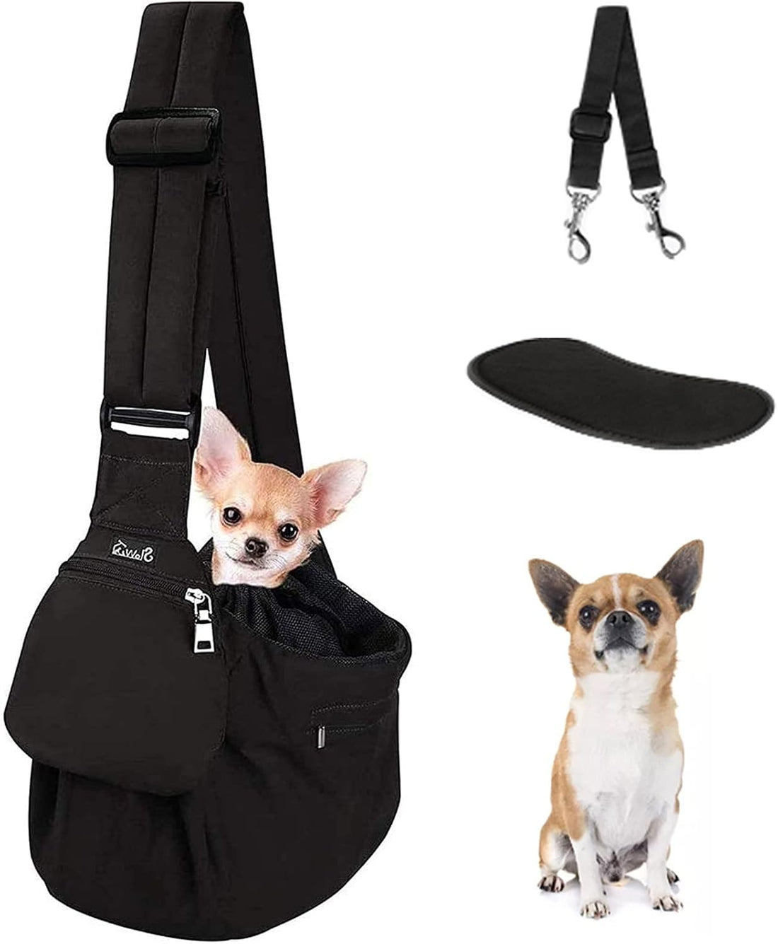 Lukovee Small Pet Sling, Hard Bottom Support, Storage Pocket