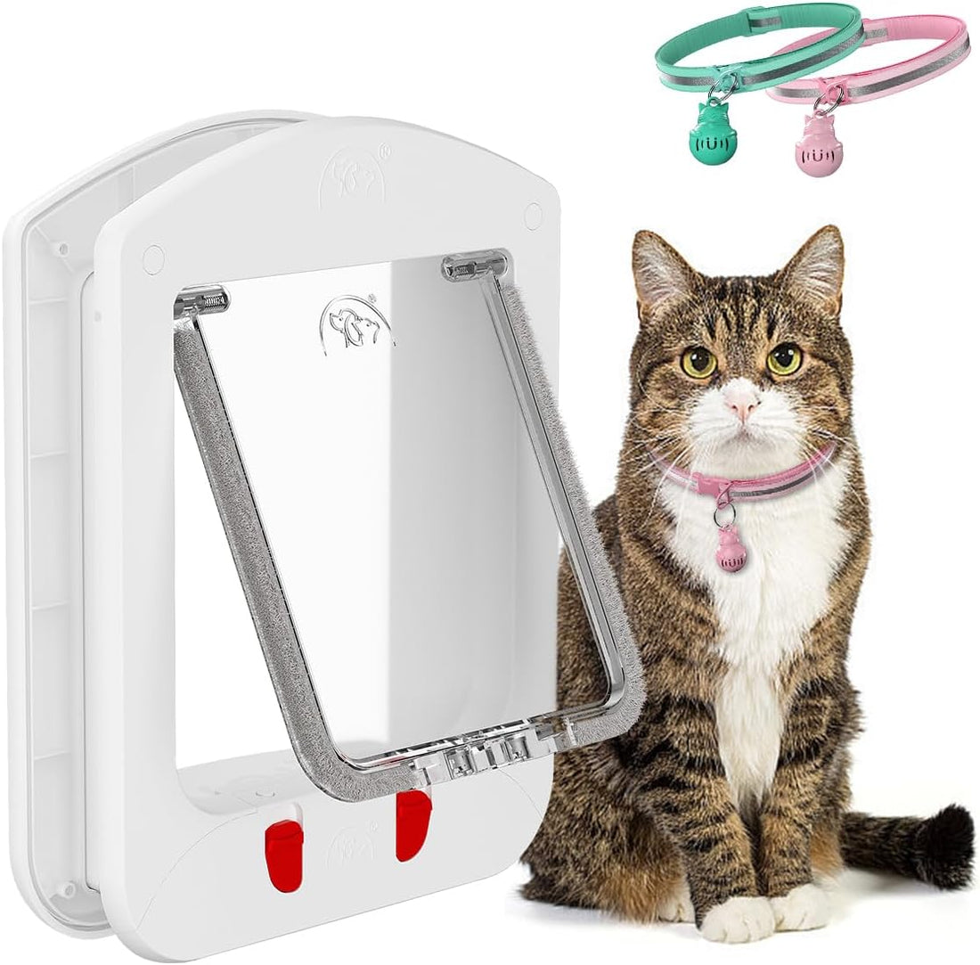HIDROSIL Cat Door with Collar Sensor, 4 Ways Lock