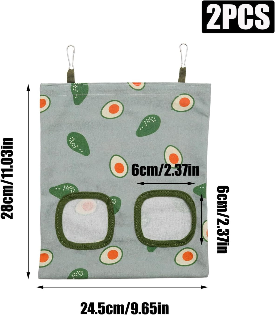 2Pcs Rabbit Hay Feeder Bag, Hanging Guinea Pig Hay Feeder, Green