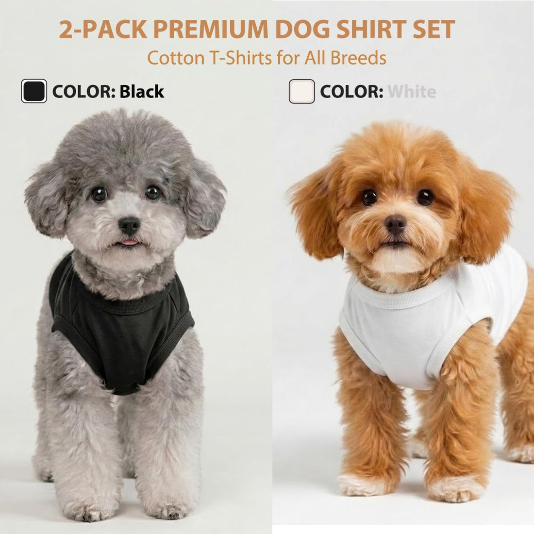 Chol&Vivi Dog Shirt Clothes, 2pcs Shirt for Large Size Dog