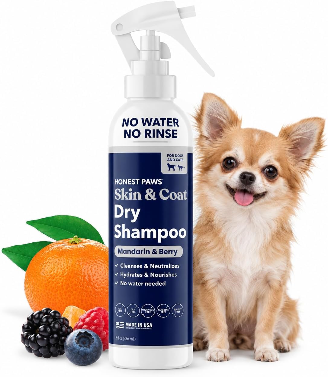 Dog Dry Shampoo, Waterless No-Rinse Foaming Formula