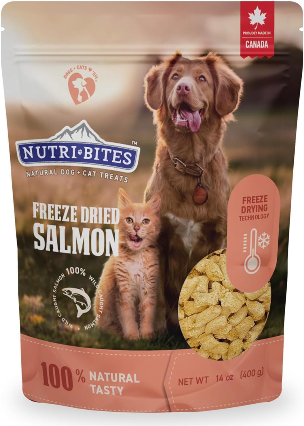 Nutri Bites Freeze Dried Salmon Dog & Cat Treats, Single Ingredient