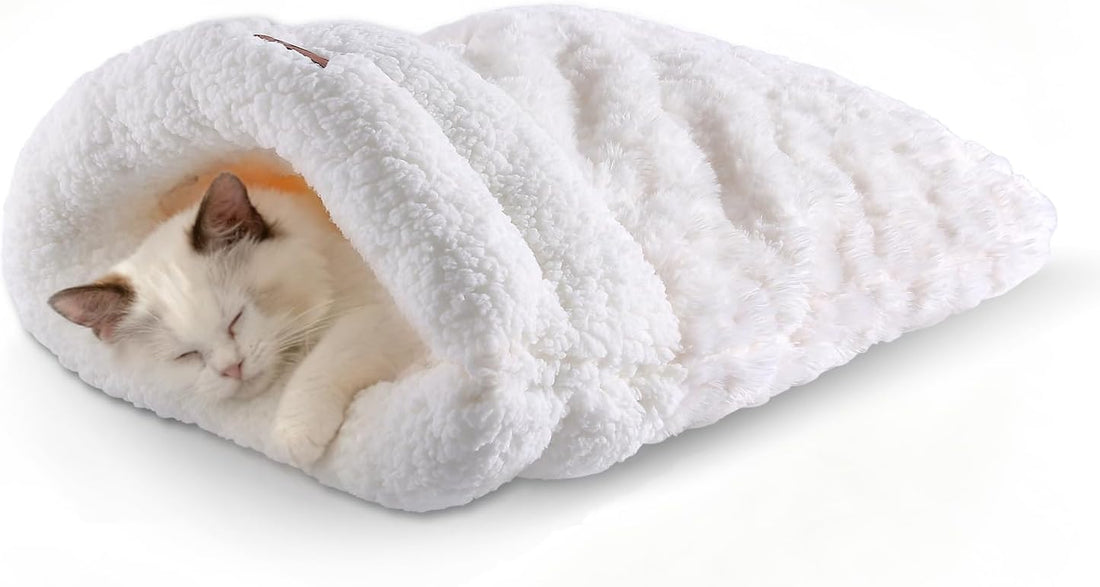 Self Warming Cat Cave Bed, Double-Layer Faux Fur Sleeping Bag