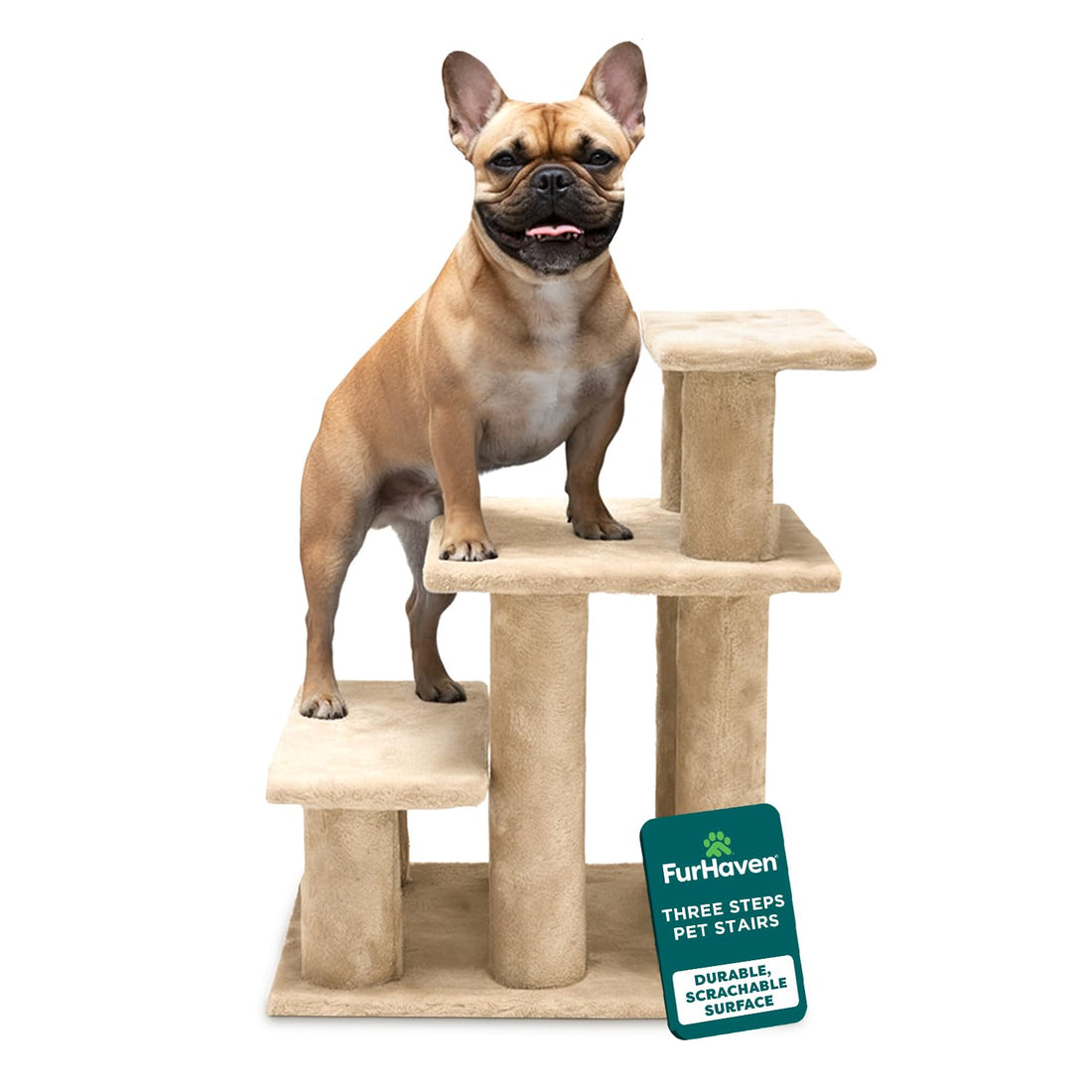 Furhaven Steady Paws Multi-Step Pet Stairs for High Beds & Sofas