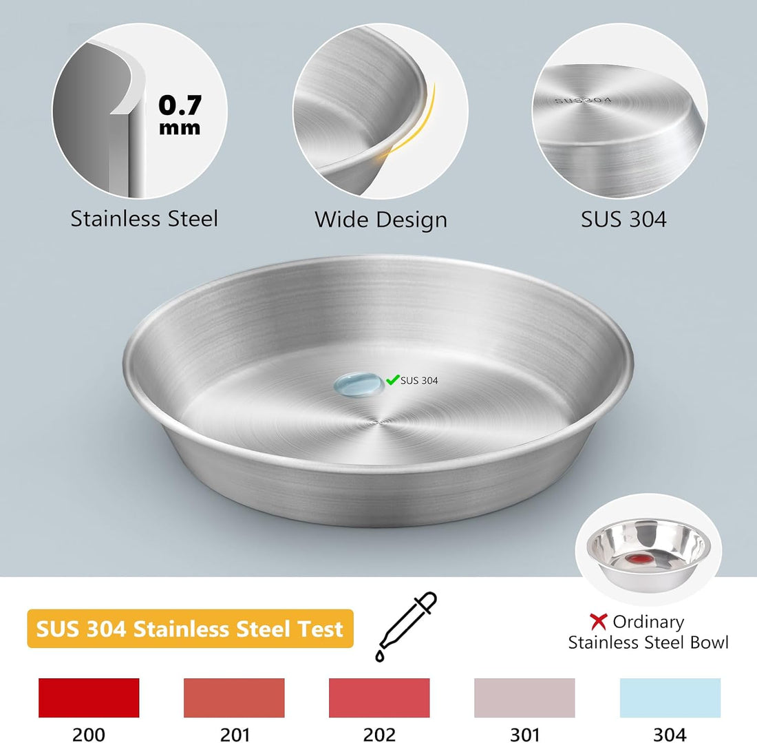 4-Pack 304 Stainless Steel Cat Food Bowls, Non-Slip Basic Dishes