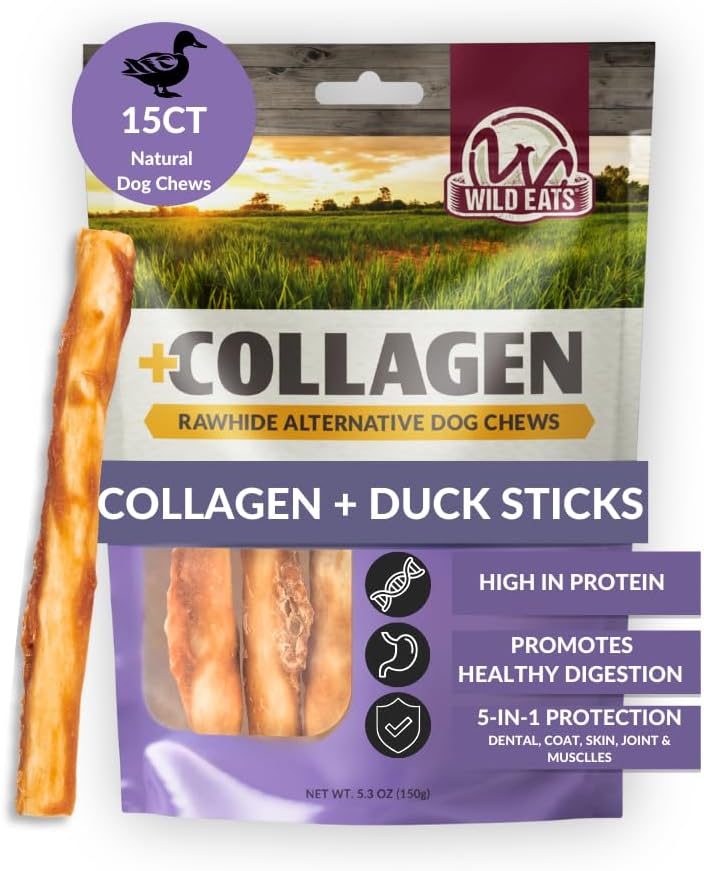 Wild Eats Real Duck Collagen Retriever Bully Sticks for Dogs