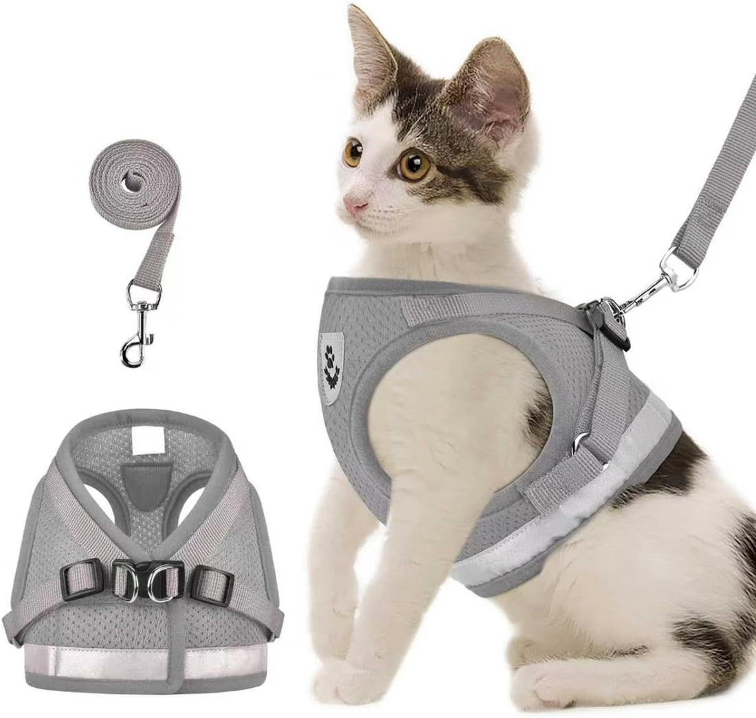 Cat Harness and Leash Set, Escape Proof Adjustable Soft Mesh Vest