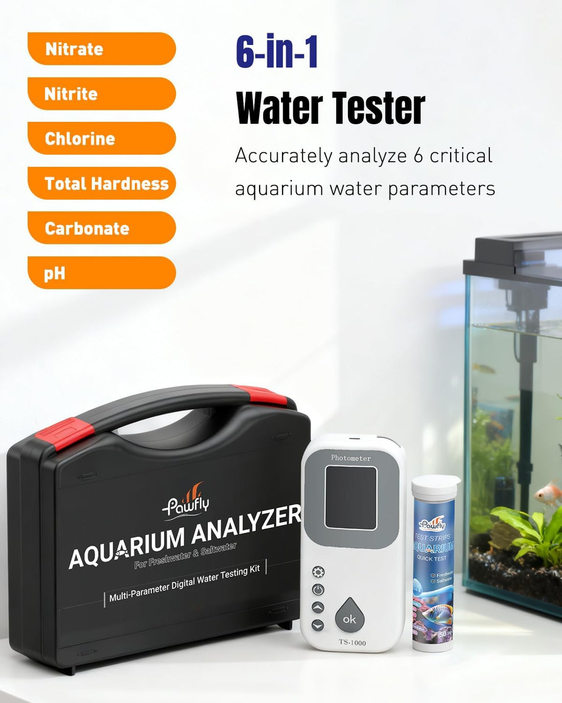 Pawfly 6 in 1 Digital Water Testing Kit