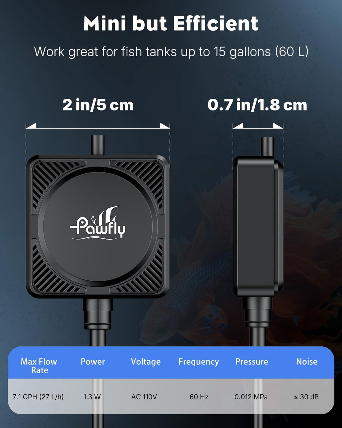 Pawfly Nano Silent Aquarium Air Pump, Mini Bubbler with Accessories